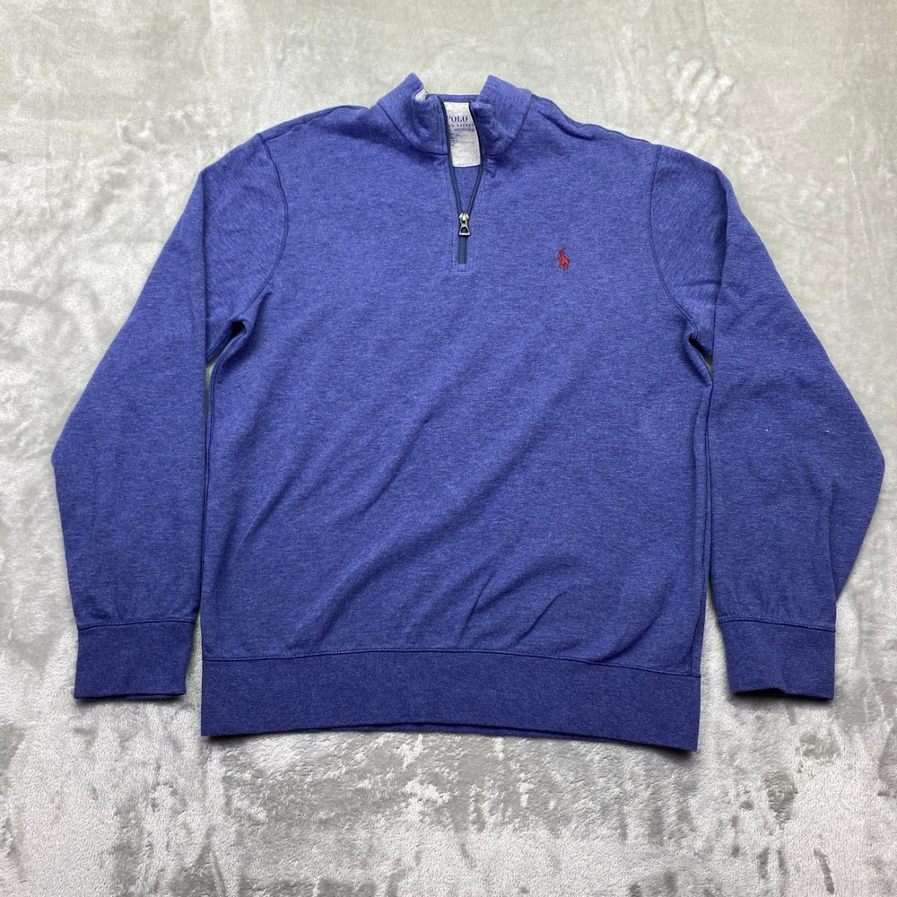 Polo Ralph‎ Lauren Performance Quarter Zip Pullover Sweatshirt M Blue Heathered